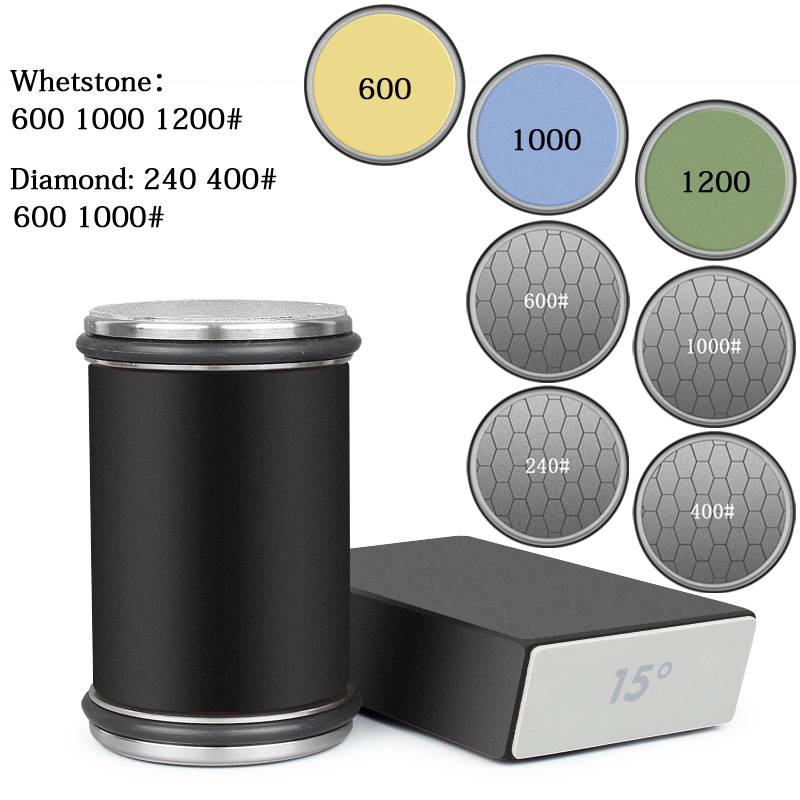 Rolling Knife Sharpener Magnetic Knife Holder Diamond Sharpening Stone Kit with 15 and 20 Degrees Angle Roller Kitchen Accessory: Pink