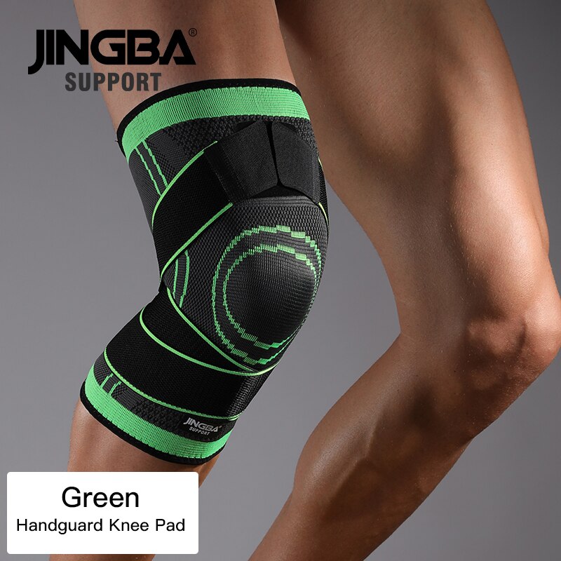 JINGBA UNTERSTÜTZUNG Neue 1PCS Nylon knie protector + armband Unterstützung + knöchel unterstützung + basketball knie pads Tennis badminton Klammer: Green Bandage Knee