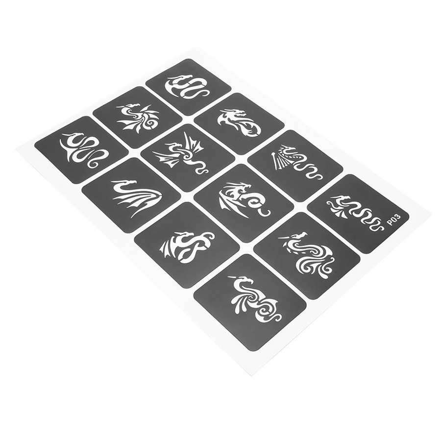 4 Sheets Temporary Tattoo Stencils Reusable Small Grandado 4 Sheets Temporary Tattoo Stencils Reusable Small Grandado