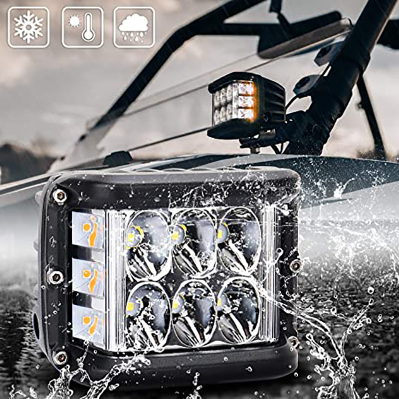 Side Shooter LED Pod Light 4 Inch Off-road Double Side Yellow LED Spotlight Work Light Car SUV Truck Driving Fog Light