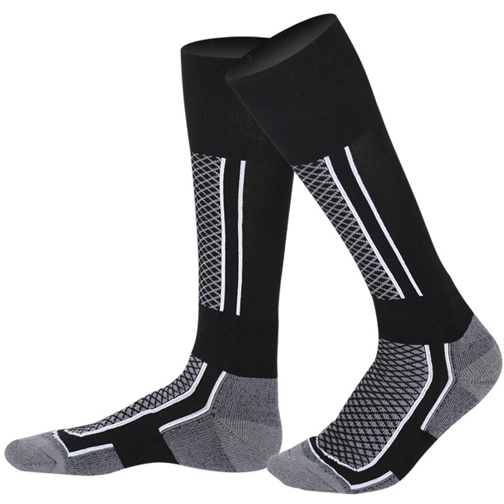 Ski Sokken Thicken Winter Sport Mannen Vrouwen Lange Warm Ademend Buiten Skiën Snowboarden Thermische Sokken: Gray black