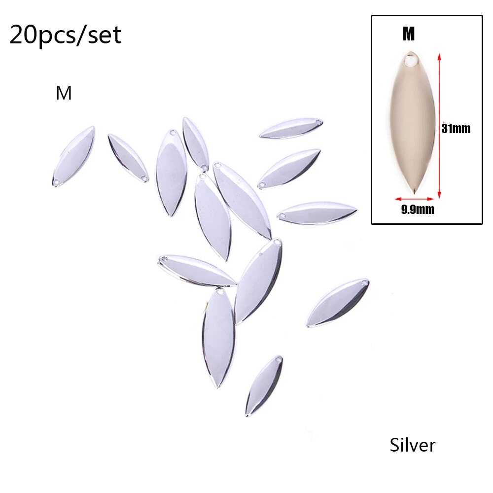 Metal Willow Spinner Blades Smooth Finish,DIY Spinner Bait Fishing Lures,Tackle Craft Fishing Spinner Blades: silver M