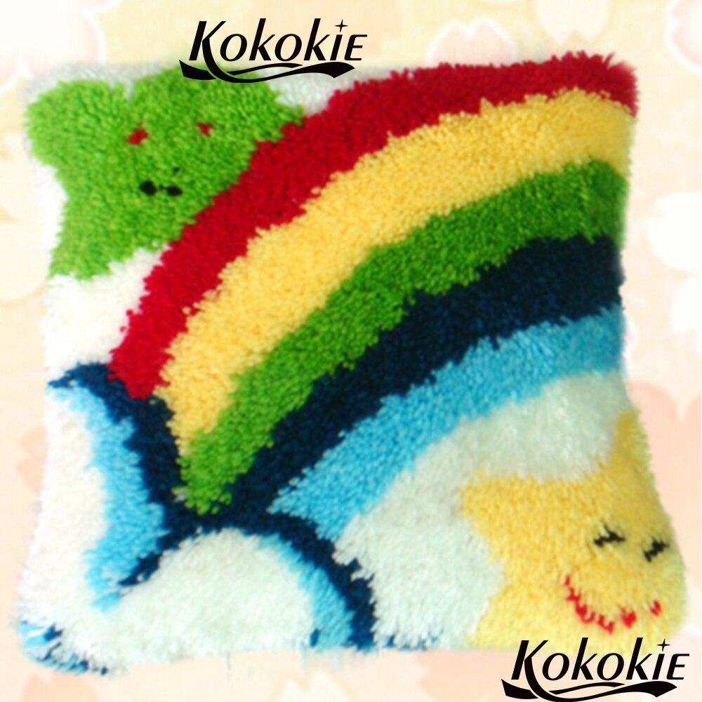Handgemaakte Kruissteek Kits Haken Kleed Kits Garen Diy Tapijt Tapijt Klink Haak Kits Regenboog Kussen Borduren Handwerken Sets