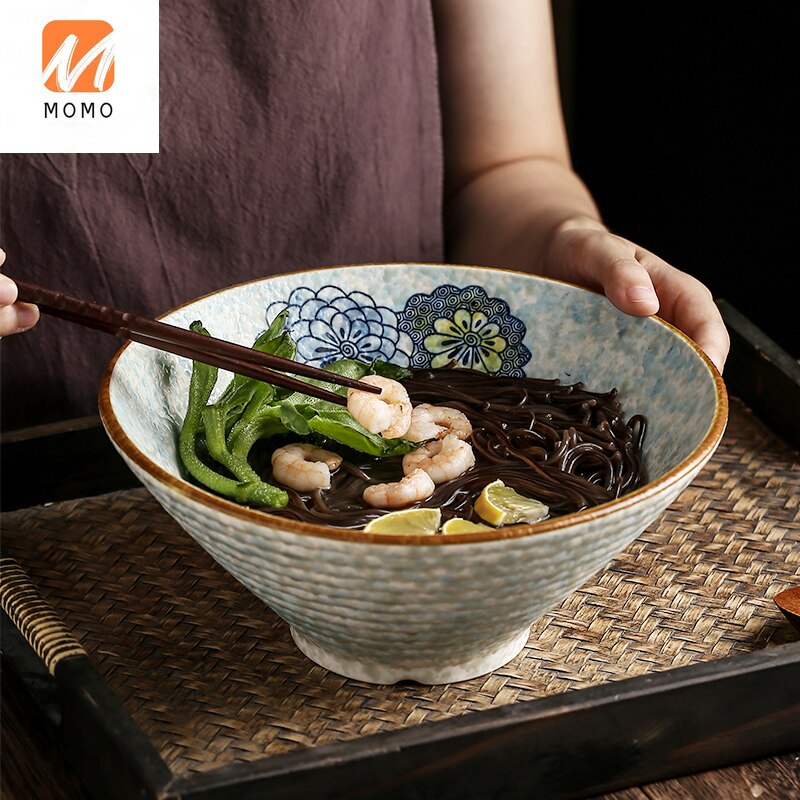 Japanse Creatieve Keramische Grote Kom Soepkom Ramen Kom Regen-Hoed Vormige Kom Thuis Slakom Koude Noodle Kom rijst