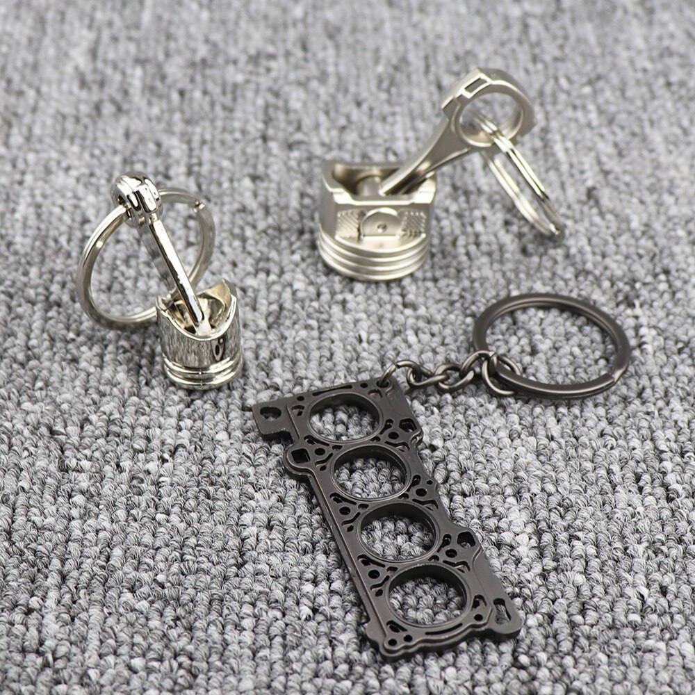JDM car piston engine cylinder keychain turbo piston connecting rod key ring trend key ring accessories