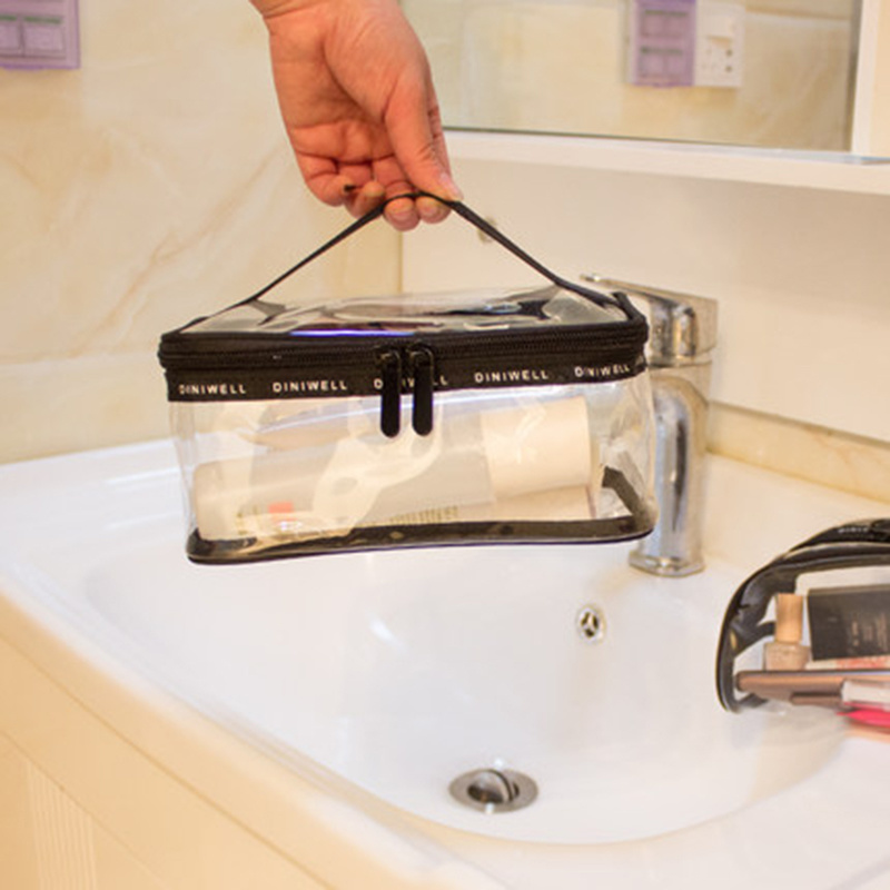 Moda transparente saco de cosméticos viagem pvc pequeno saco de toalete para as mulheres zíper maquiagem organizador mini bolsa de maquiagem holográfica