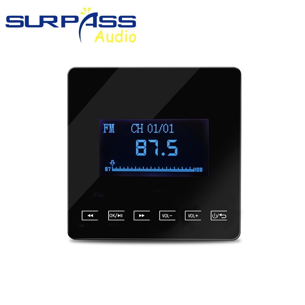 Bluetooth Wall Amplifier Mini bluetooth amplifier Home Audio System Touchkey Background Music Player connect to TV SURPASS: black amp 2x15W