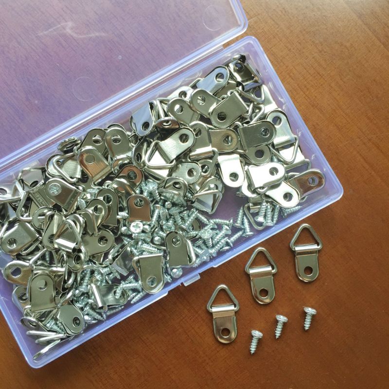 100 st/set d ring hängande bildram rem hängare krokar oljemålning spegel hängare med skruvar kit 37md