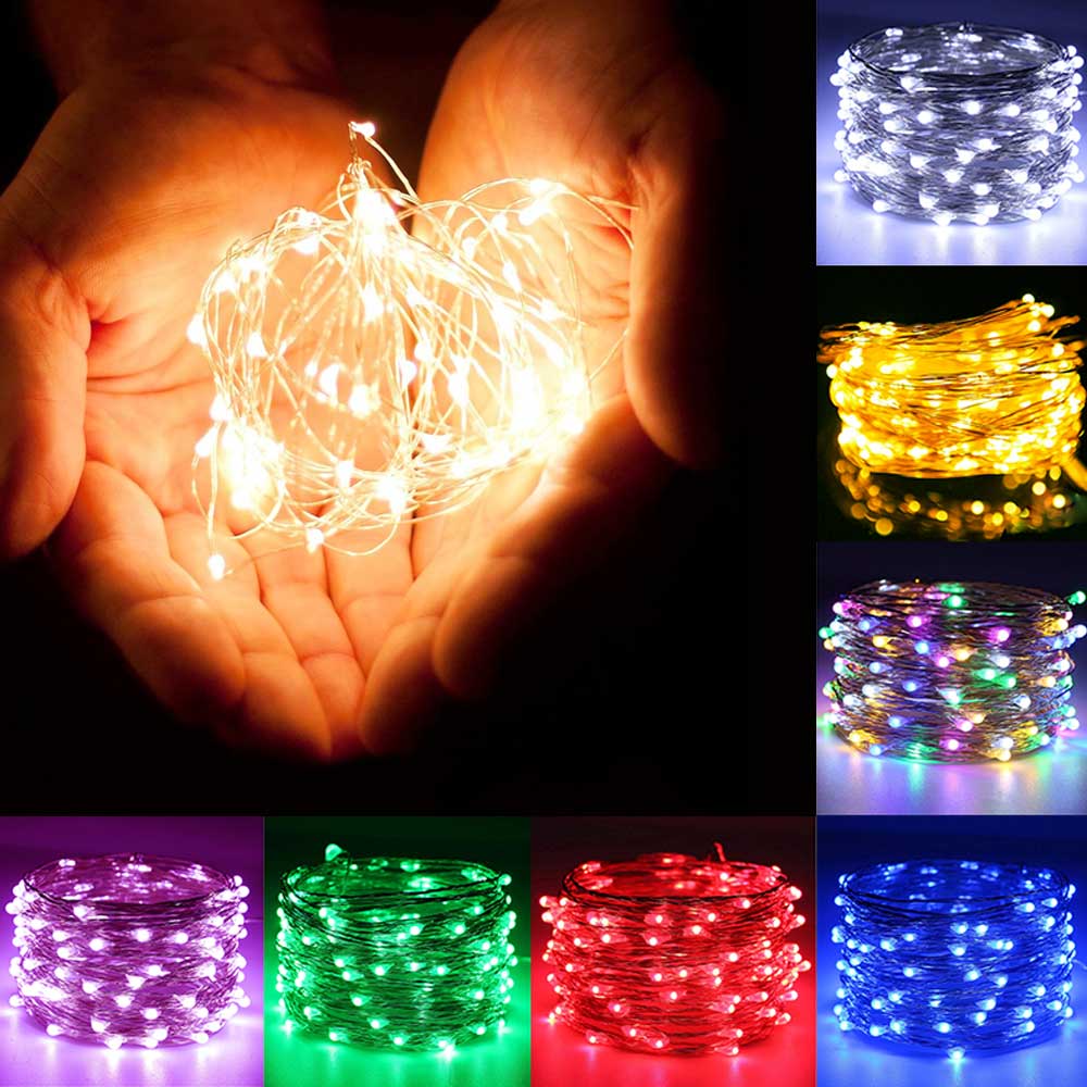 Guirnaldas de luces USB, guirnalda de luces USB, alambre de cobre, guirnalda de luces decorativas para decoración interior de Navidad y boda