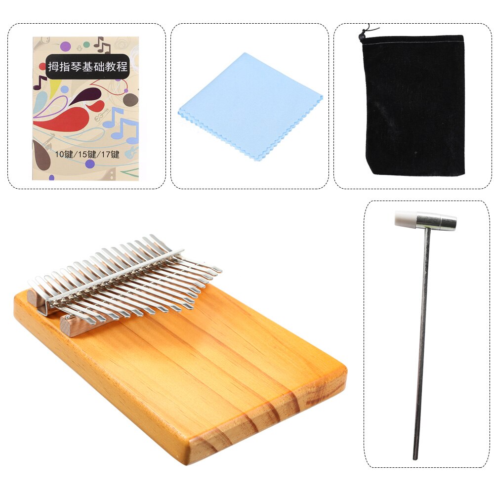 17 teclas kalimba Mbira Dedo de bolsillo Piano Kalimba instrumento Musical portátil pulgar Piano con bolsa de Carring para niños principiantes