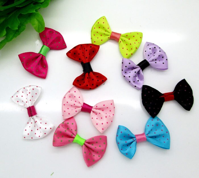 50 pcs Gemengde Baby Satijnen Lint Dots Strik Haar Clips Applique DIY Craft Wedding Bow Tie Scrapbooking Decoratie