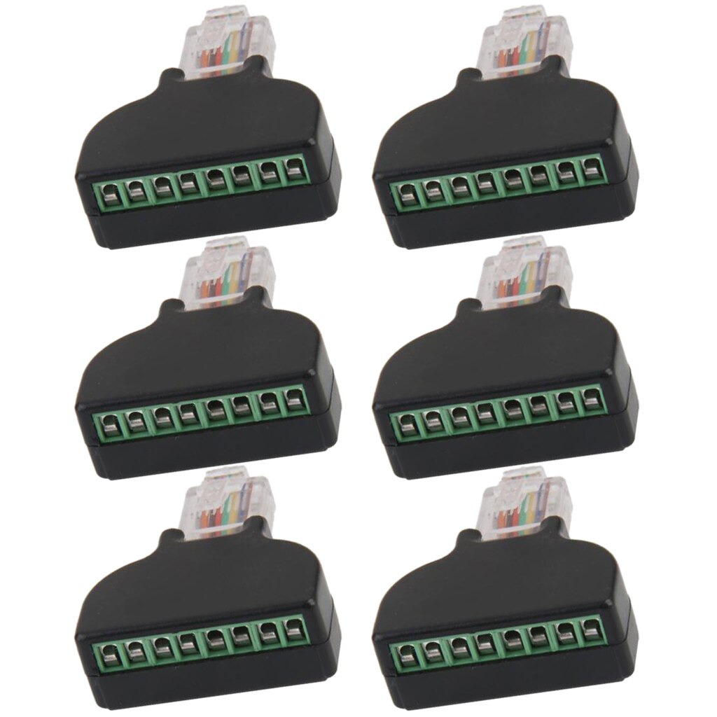 6 Stuk RJ45 Ethernet Male Naar 8 Pin Av Terminal Schroef Adapter Converter Block Cctv + 6Pcs Mini Schroevendraaier