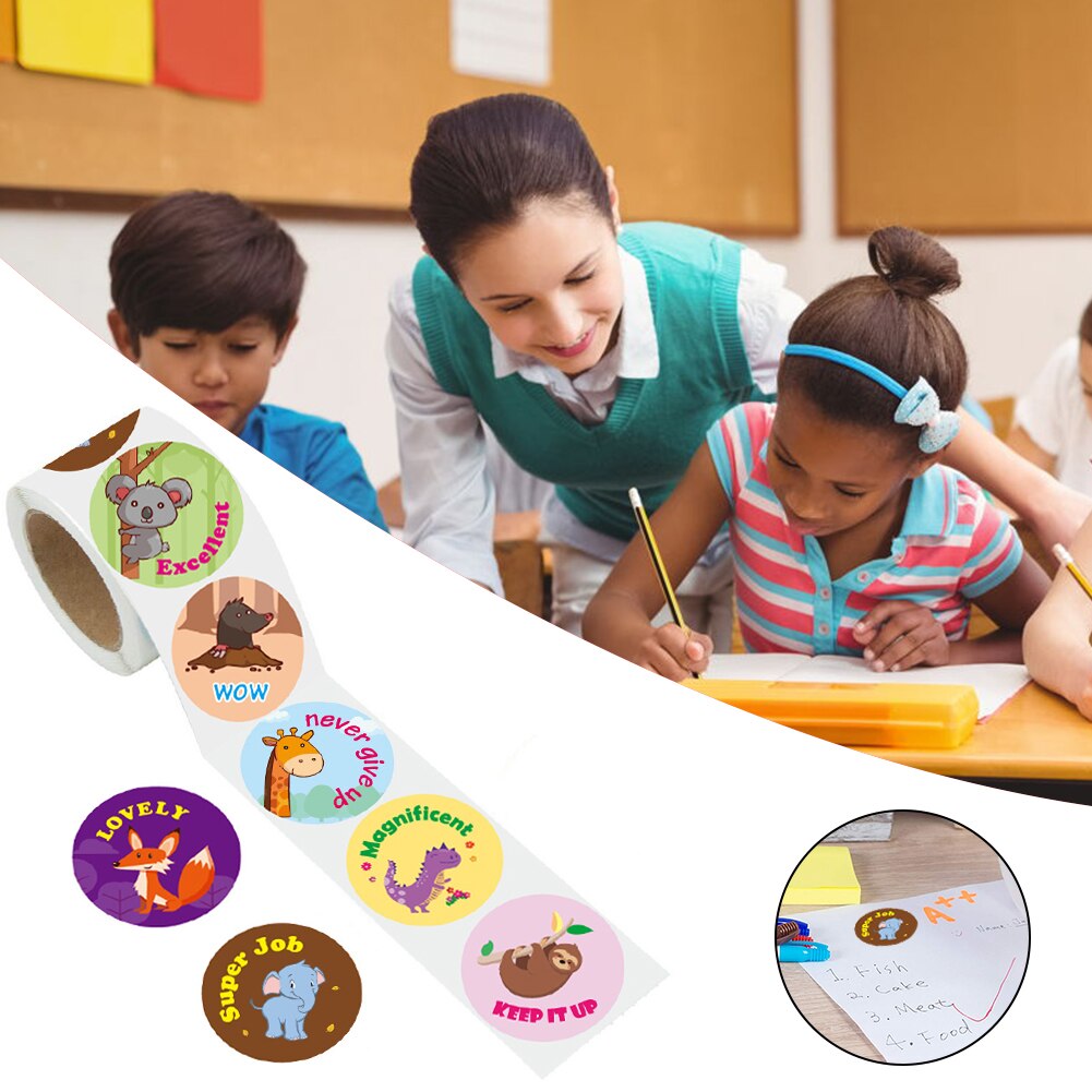 Cartoon Cute Animals Waterproof Students Reward Stickers For Kids Teachers Educational Learning Activities Motivational Portable