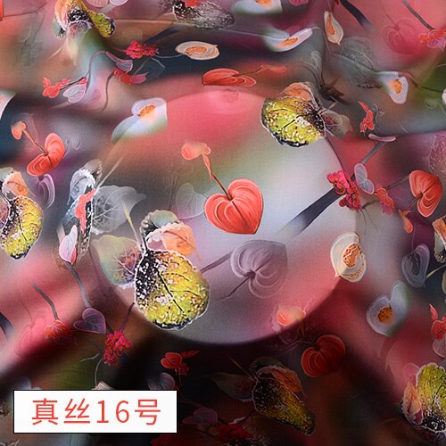 Chinese Zijde Stof Door De Meter Pure Zijde Katoen Hoogwaardige Voor Jurk Bloemen Rok Cheongsam Flower Gedrukt Zachte brocade Naaien