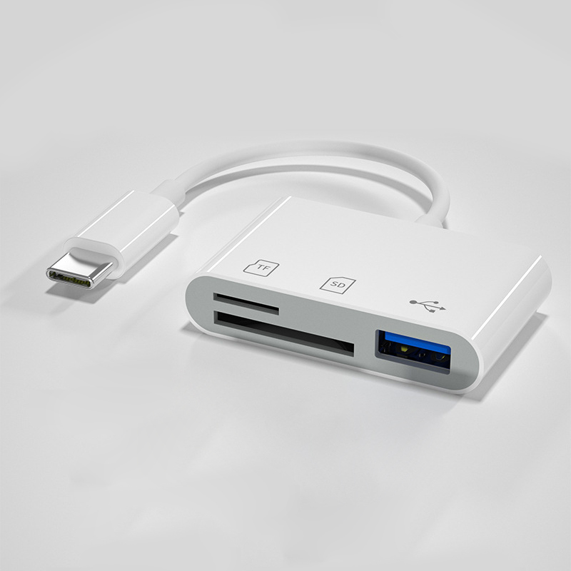 KUTOU 3-in-1 SD-Kartenleser Lightning USB C Typ C auf SD TF Kartenleser-Adapter Speicher für iPhone MacBook Samsung Huawei Xiaomi: YELLOW