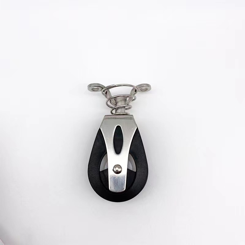 Cabezal de carga Universal de acero 316, polea única de 1500 libras, bloque de polea de rodamiento liso para velero de nailon, corredor de cuerda marina, accesorio para barco: Plata