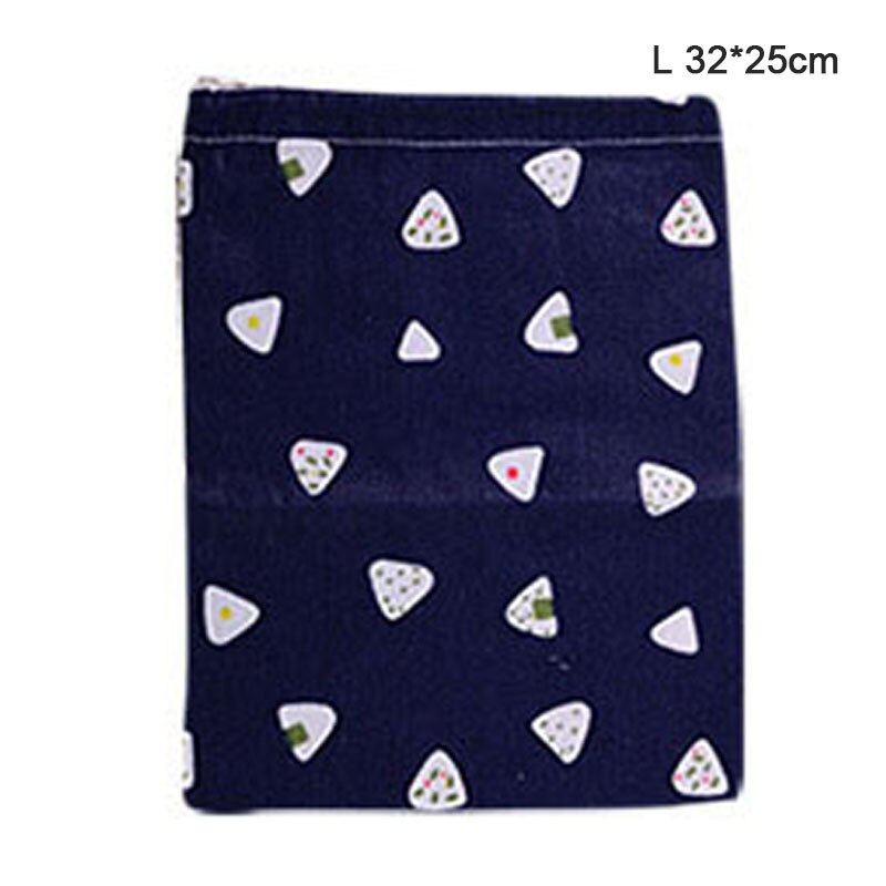 1pc Casual Women Cotton Drawstring Shopping Bag Eco Reusable Folding Grocery Cloth Underwear Pouch Case Travel Home Storage Bag: Blue-L