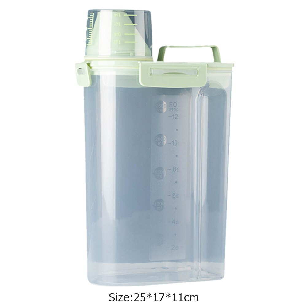 Plastic Pet Feeder Voedsel Container Hond Kat Grote Capaciteit Anti Oxidatie Verzegelde Verse Doos Snack Opslagtank Met Maatbeker: A2