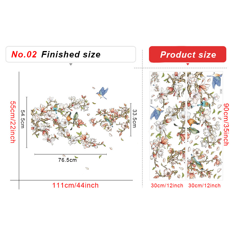 Magnolia Tak Muurstickers Voor Slaapkamer Woonkamer Sofa Tv Achtergrond Muur Decor Vogels Nest Sticker Home Decor Wallpapaers: No.02