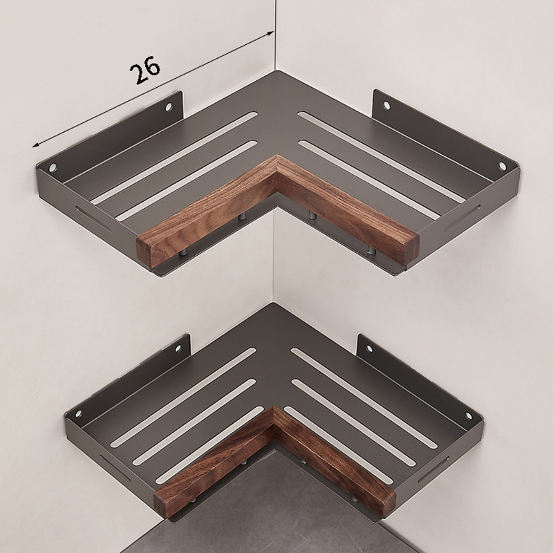 Badezimmer regal Eckraum Aluminium Holz Bad Dreieck Korb Duschraum Lager regal Wand montage: Licht Grau