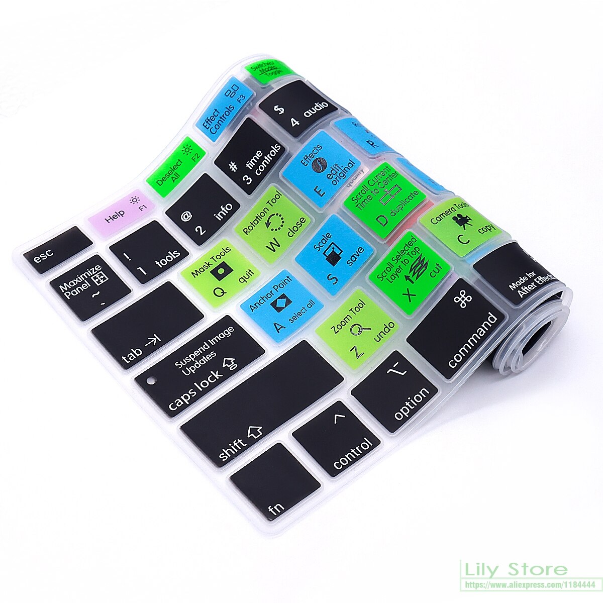 for MacBook Air 13 Inch Touch ID A2179 and A2337 M1 Chip After Effects Shortcut Hotkey Silicone Keyboard Cover Skin
