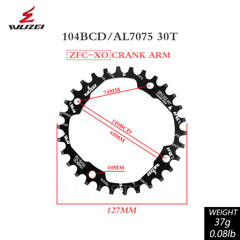 Wuzei 104BCD MTB Kettingblad Smalle Brede 104 BCD Kroon Mountainbike Tandwiel 30 32 34 36 38 40 T Fiets Ster Fiets Kettingwiel: WHITE