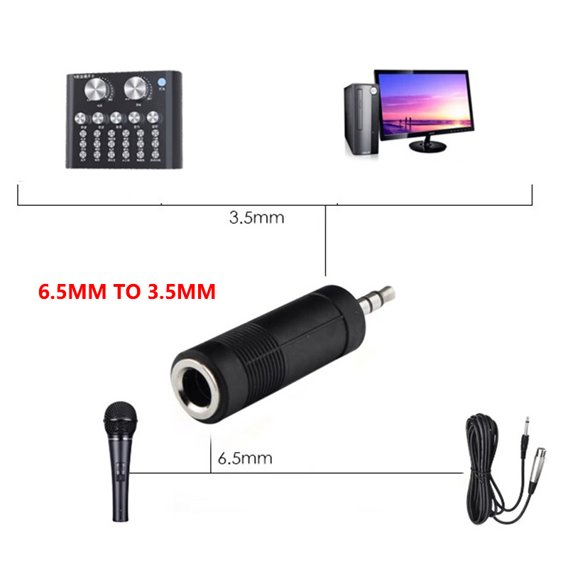 5 uds 6,35/6,5mm estéreo Mono macho a 3,5mm Audio estéreo/mono Jack hembra macho conector de clavija de Audio adaptador convertidor altavoz