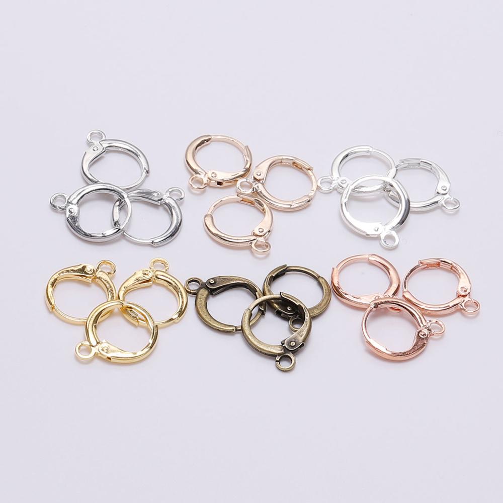 20pcs product 14*12mm Hook Clip Earrings Clasps & Hooks Material Wire Settings Base Hoops Supplies For DIY Jewelry