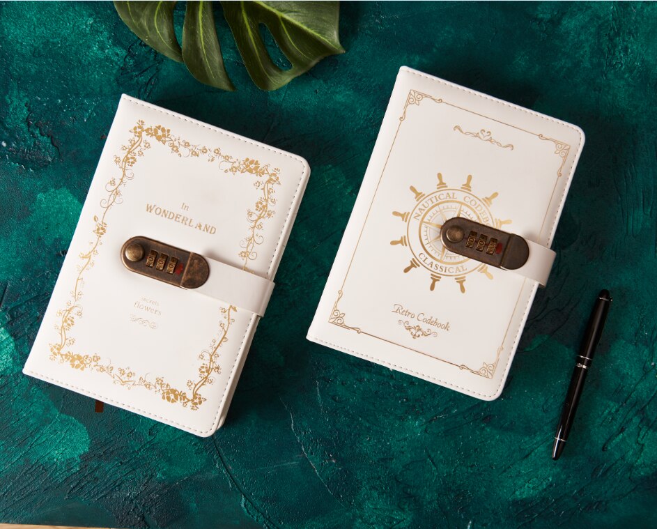 A5 Korea Retro Notebook Password Book with Lock School Office Supplies Stationery Personal Diary Journal Cover planner