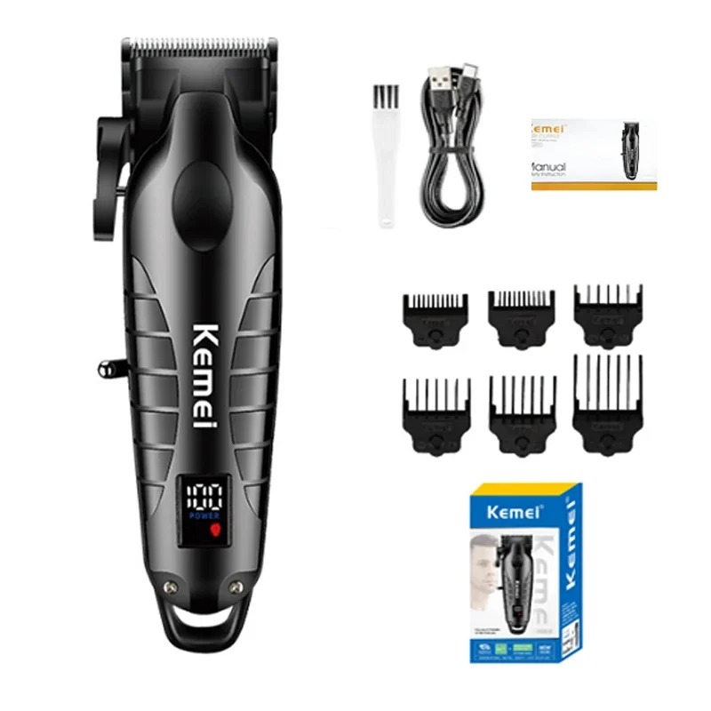 Kemei KM-2293 Km-2290 Km-2026 nueva cortadora de pelo con pantalla LCD cortadora de pelo eléctrica afeitadora hombres Máquina para cortar cabello para salón: Rojo