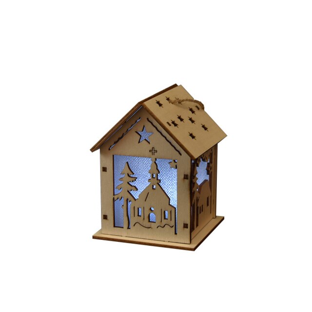 Festival LED Licht Weihnachten Baum Dekorationen Für Haus Holz Haus Nizza Beleuchtet Holz Haus DIY Fenster Dekoration: Haus-M