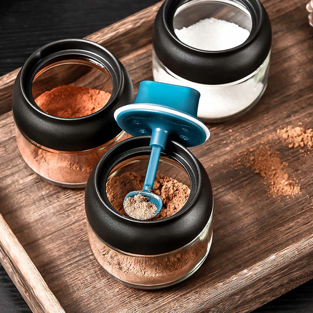 Edelstahl gewürz glas mit löffel küche salz Shaker MSG gewürz Kasten tomaten Soße gewürz glas gewürz glas versiegelt