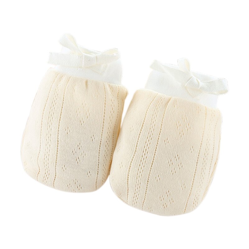 Neugeborenen Baby Jungen Handschuhe Mädchen Solid Print Hohl Anti Scratch Schutz Fäustlinge Weiche Seil Handschuhe