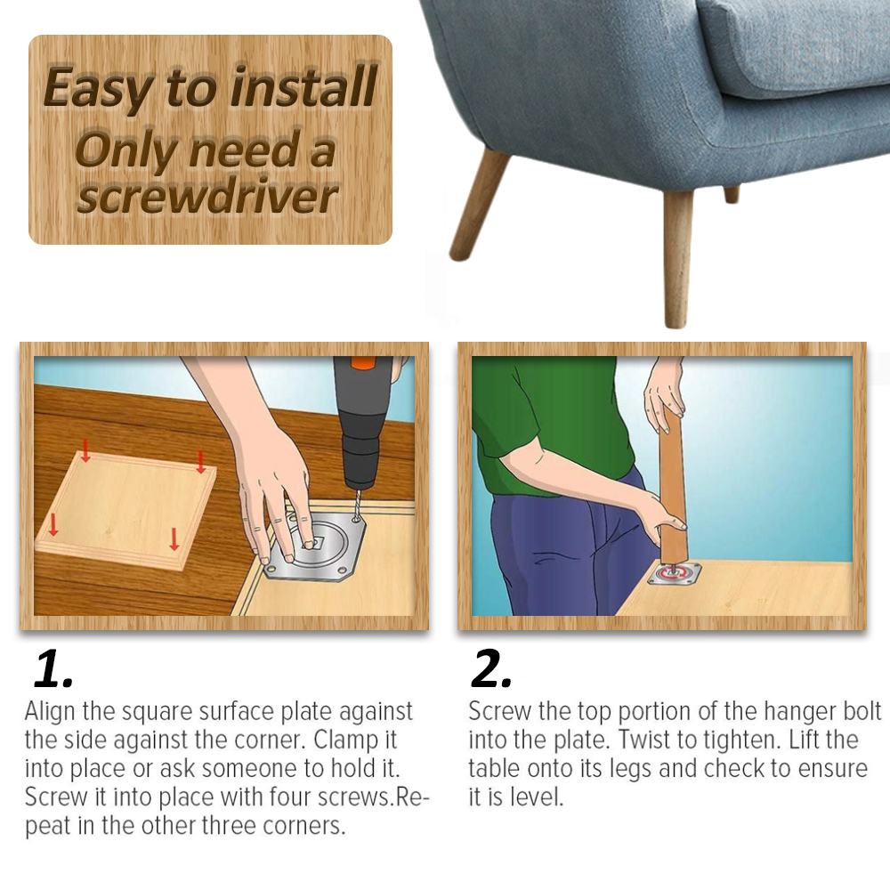 4 Uds patas de muebles patas de muebles sólidas de madera natural patas de mesa oblicuas/rectas Protector de suelo de muebles antideslizante decorar