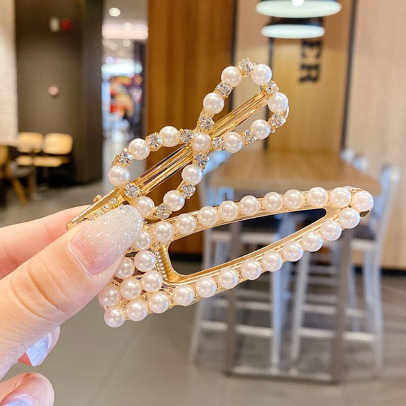 Xwen Store Pearl Clip Headdress Hair Clip Girls Hairpin Top Bangs Broken Hair Side Side Hair Accessories For Women OH2073