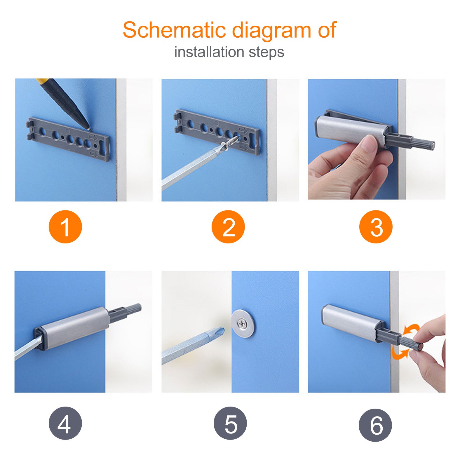 4pcs Cabinet Catches Push to Open Door for Cabinet Drawer Door