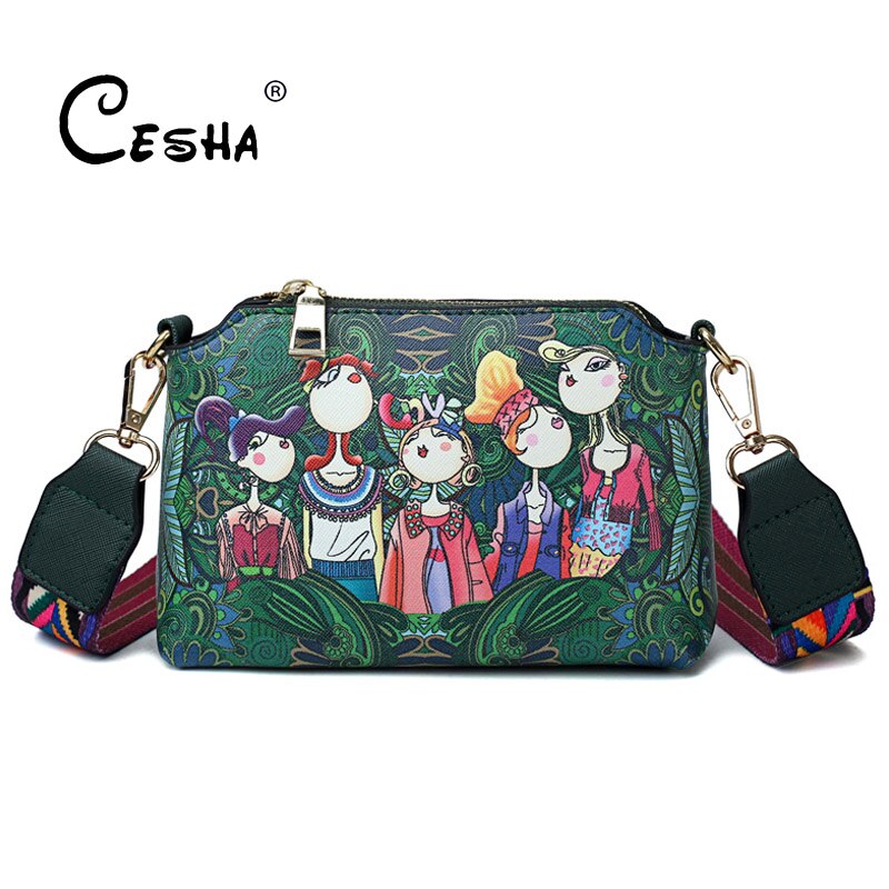 Moda dos desenhos animados impressão feminina pequena bolsa de ombro alta qualidade couro do plutônio mini bolsa bonito estilo meninas dos desenhos animados sacola de compras