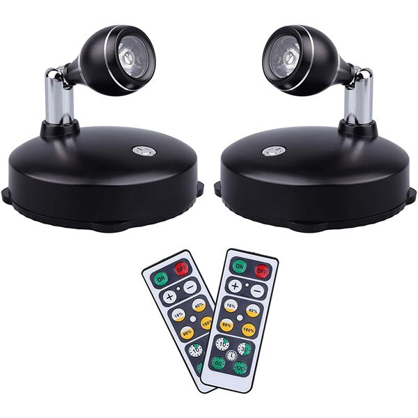Wireless Spotlight Indoor Battery Operated Accent Lights Art Lights For Paintings LED Wall Light With Remote (2 Pack): black
