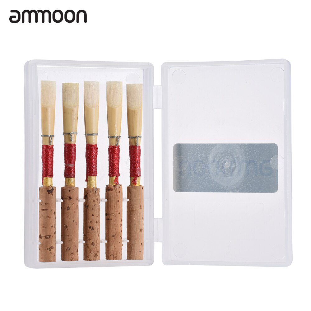 Ammoon Oboe Reeds - 5pcs Set - with Plastic Case - Woodwind Instrument Parts