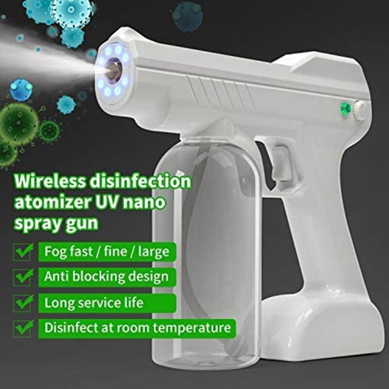 Electrostatic Sprayer Fogger Machine, Handheld Rechargeable Nano Fine Mist Adjustable Atomizer, 800mL Electric Cordless Gun U1JE