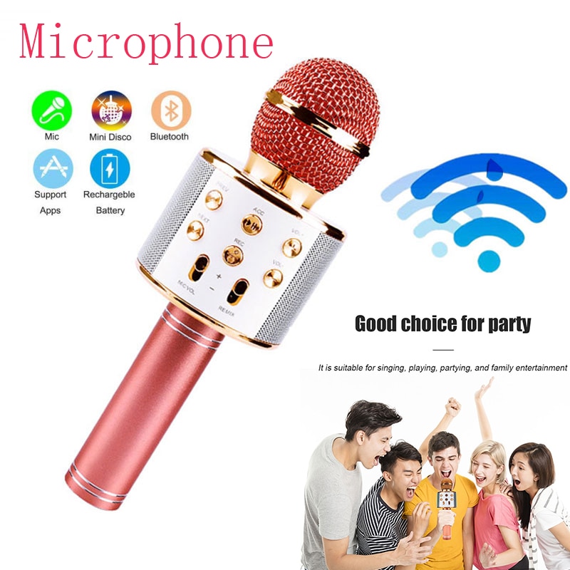 Trådløs karaoke mikrofon bluetooth mikro 3d bass karaoke hjemme ktv til musikkspiller sang mikrofon mikrofon mikrofon til synge