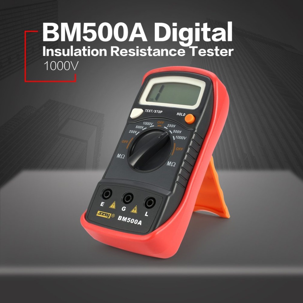 BM500A Digital Megger 1000V Auto Range Insulation Resistance ohm Meter Tester Megohmmeter Multimeter Voltmeter LED indication