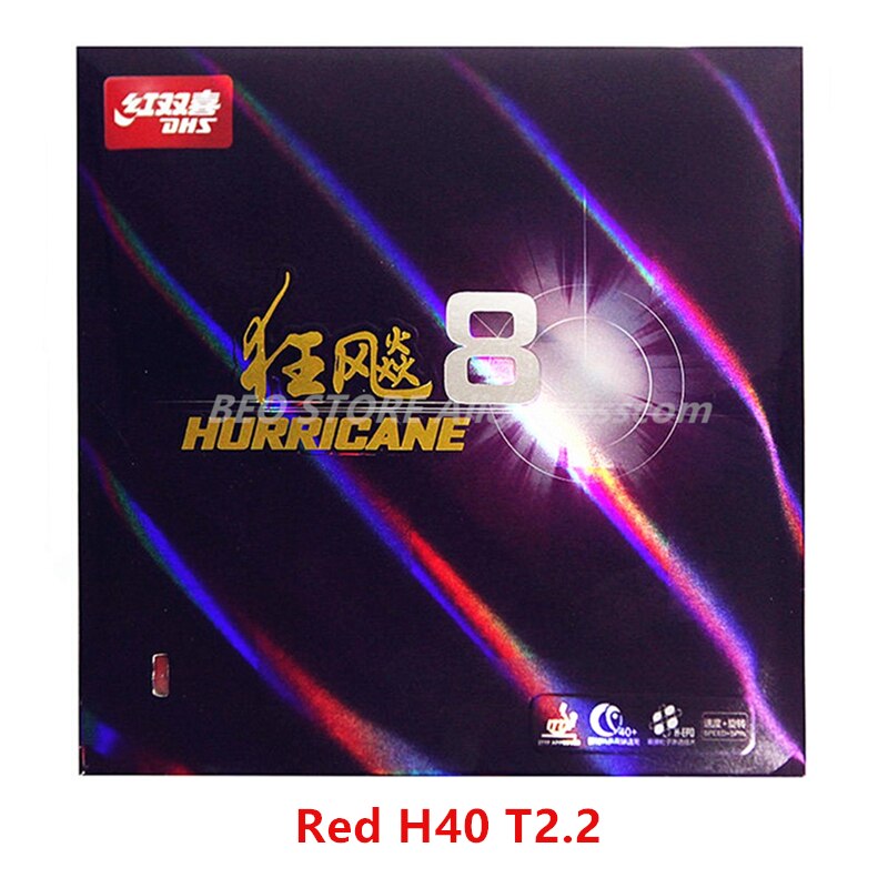 Dhs Hurricane 8 Tafeltennis Rubber Dhs Hurricane-8 / H8 Pips-In Originele Dhs Ping Pong Spons: H8 Red H40 T2.2