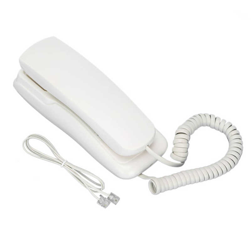 Mini Phone Office Telephone Wall Mounted Telephone Corded Fixed Phone with Re-dial Pause Function for Home Office Hotel Bathroom: white