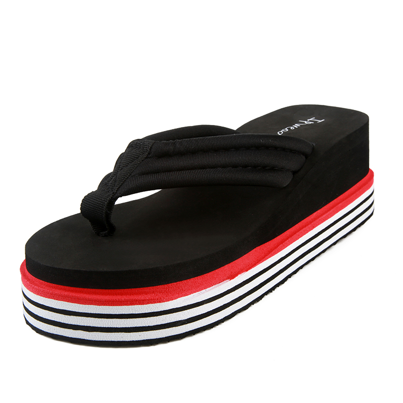 TAVIMART  -  Round Toe Ladies Wedges Slippers Heeled Shoes Summer Beach Flip flops Fashion Wedges Women Slippers Female Slides Sandals Pumps