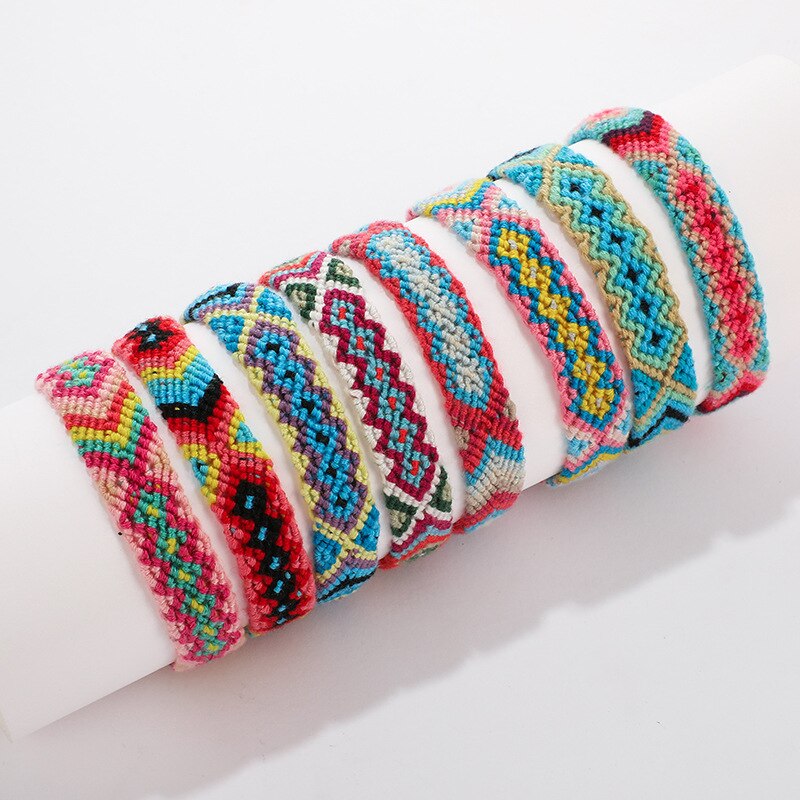 Bracelet d'amitié tressé coloré pour hommes et femmes, chaîne brésilienne en coton, cordon Hippie Surf, bijoux bohème