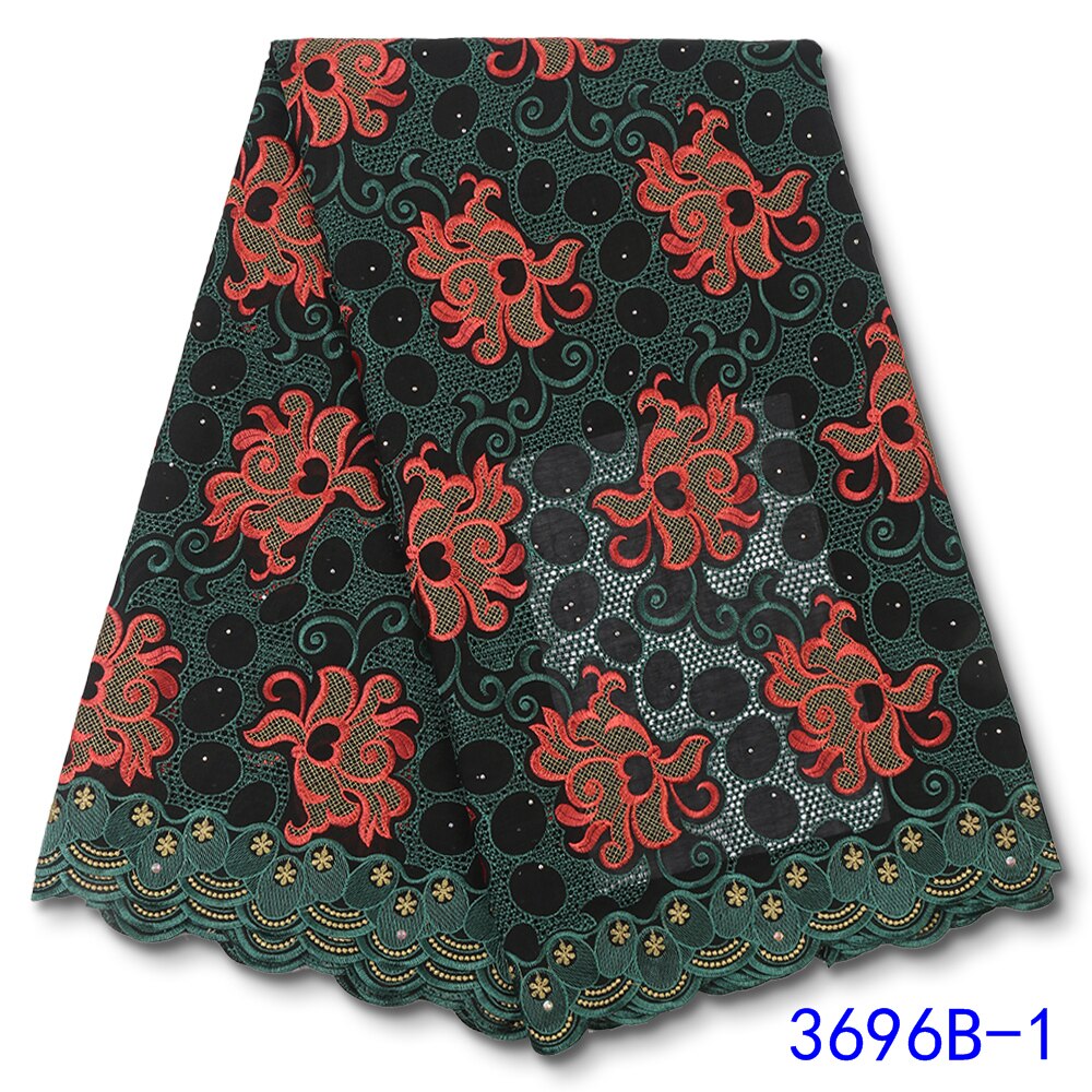 African Lace Fabric Lace Beautiful Nigerian Cotton Lace Fabrics With Stones For Party Wedding Dress YA3696B-6: Picture 1