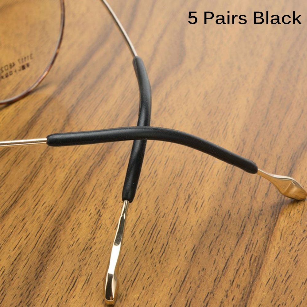 5 Paar Siliconen Bril Oor Haken Tip Brillen Anti Slip Zonnebril Been Tempel Houder Protector: black-5 pairs