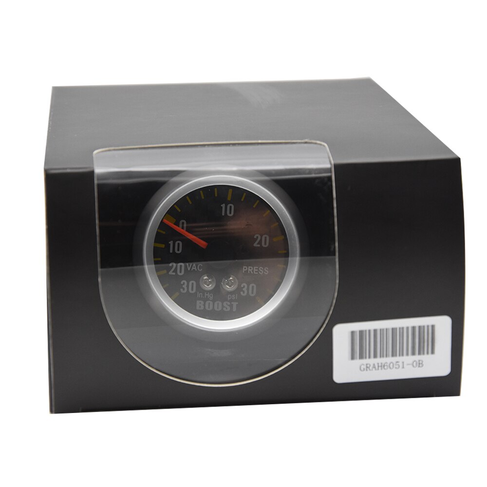 2 "52Mm Auto Turbo Boost Gauge + Sensor -30 ~ 30 Psi Analoge Carbon Fibre Gezicht meter Witte Achtergrond Licht Vacuüm Meter