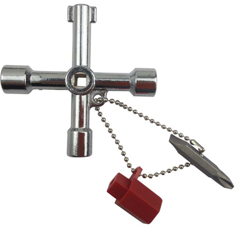 4 Way Cross Key Wrench Multi-function Cross Key Square Train Electrical Elevator Cabinet Box Screw Wrench